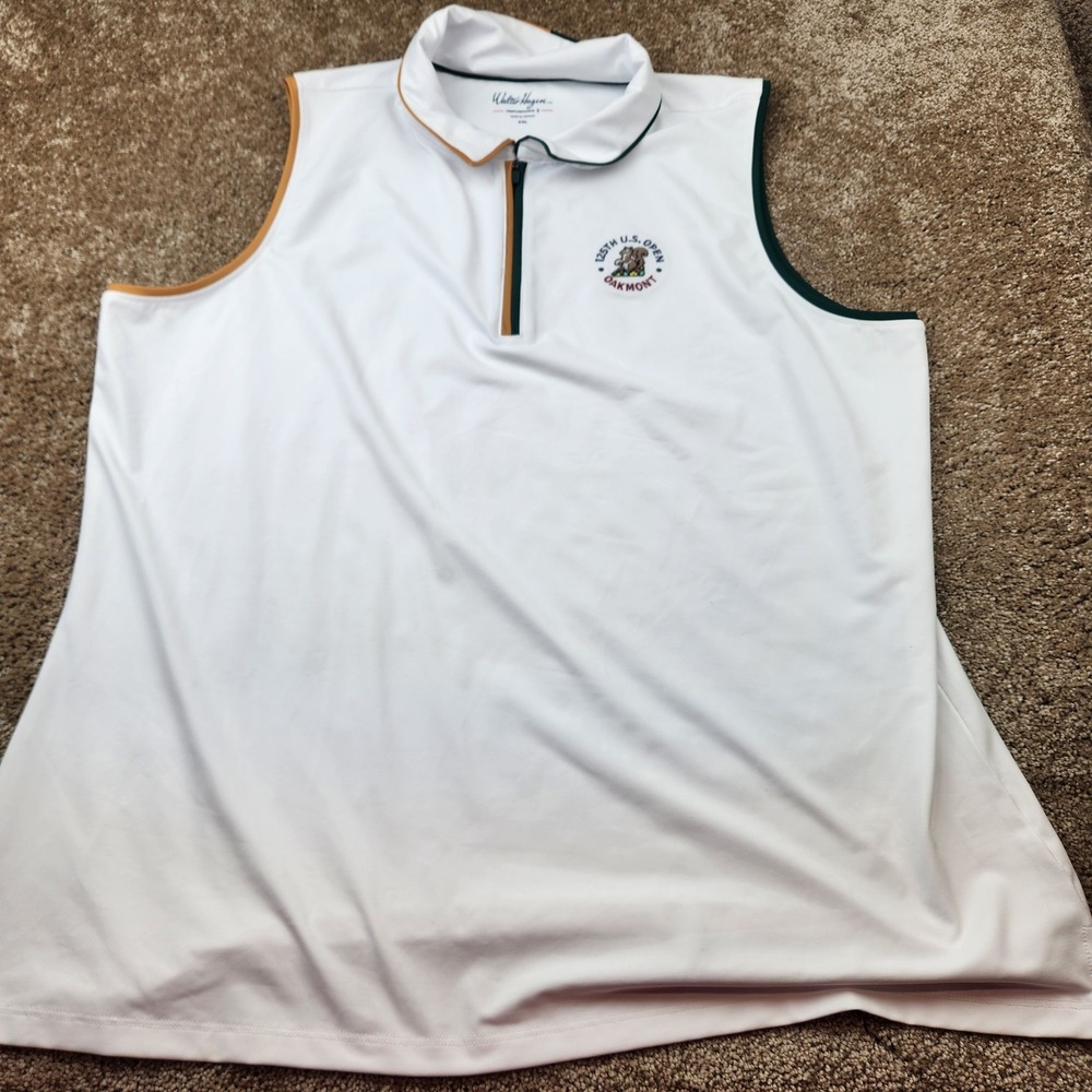 Walter Hagen Womens XXL 125th US Open Oakmont Sleeveless Golf Polo White Zip